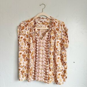 LOFT Women's Fall Floral Leaf Lightweight Blouse Top Size Medium‎ Petite